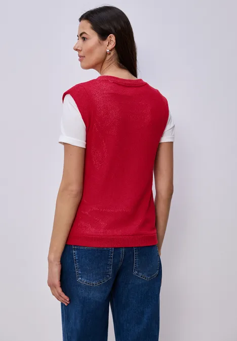 Dropped Shoulder Top im Strick-Look salsa red