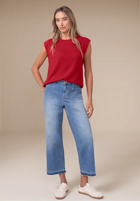 Dropped Shoulder Top im Strick-Look salsa red