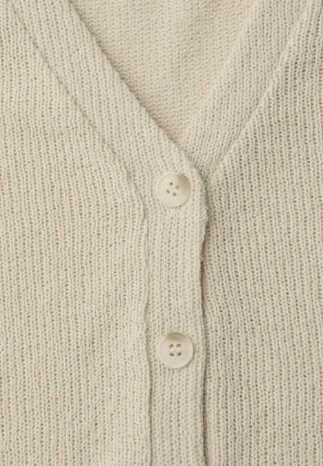 Gilet avec col en V dans un look tricoté smoke beige