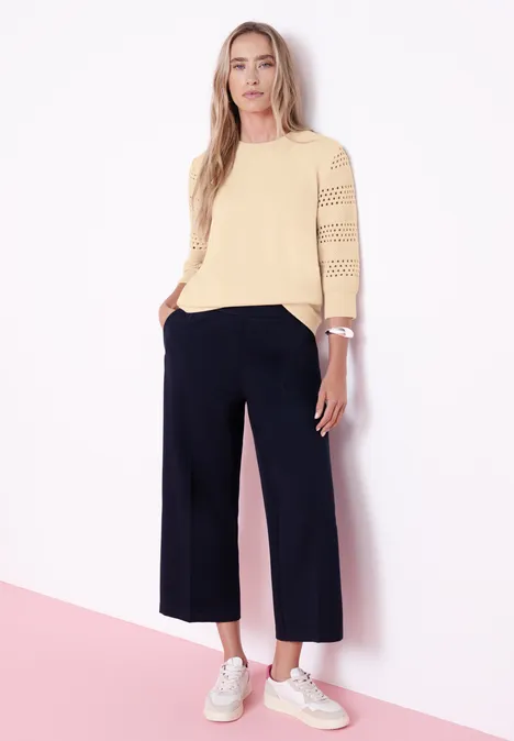 Shirt mit Lochmuster-Ärmeln smoke beige Shirt mit Lochmuster-Ärmeln smoke beige