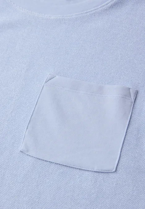 Kurzarmshirt mit Strukturmix cashmere blue
