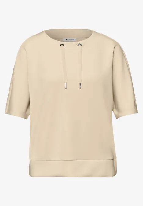 Dropped Shoulder Shirt im Silk-Look smoke beige