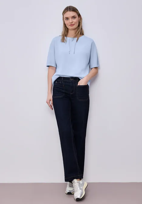 Dropped Shoulder Shirt im Silk-Look cashmere blue