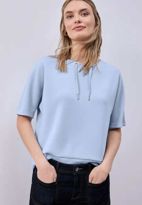 Dropped Shoulder Shirt im Silk-Look cashmere blue