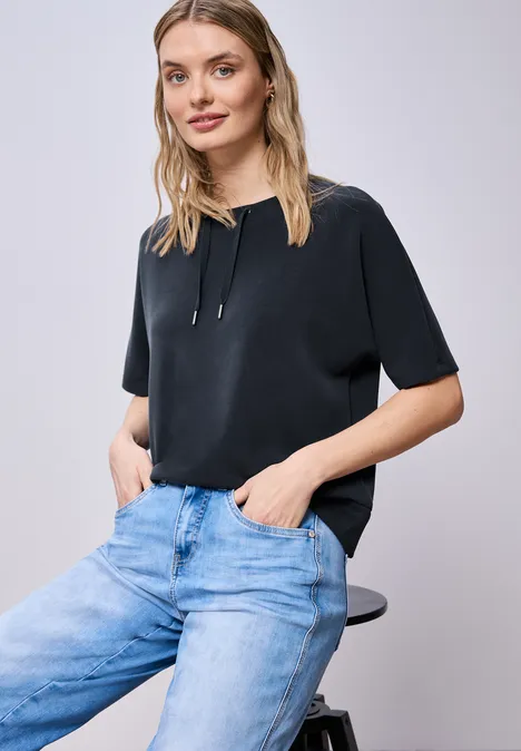 Silk-Look Shirt shadowed navy