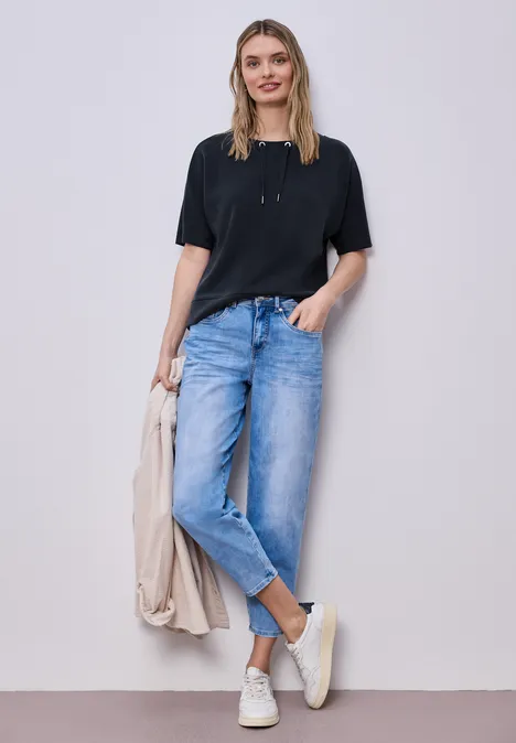 Koszulka Silk-Look shadowed navy