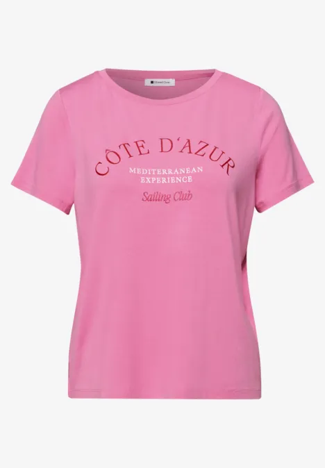 T-Shirt mit Rundhals und Wording ibis rose