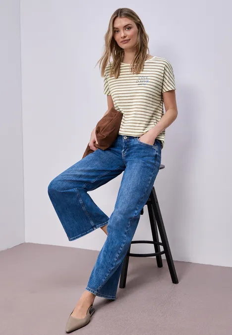 Gestreept shirt safari beige