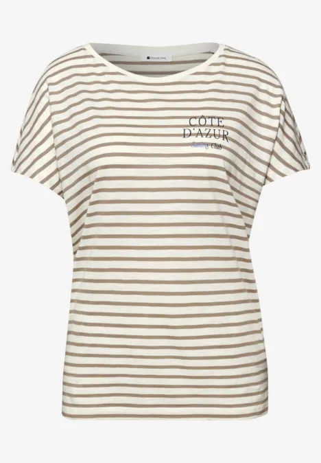 Gestreept shirt safari beige