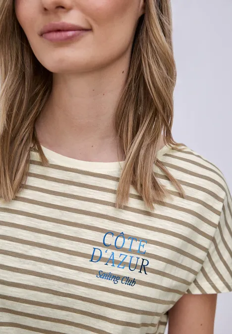 Gestreept shirt safari beige