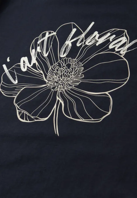 Shirt met korte mouwen en bloemen Artwork shadowed navy
