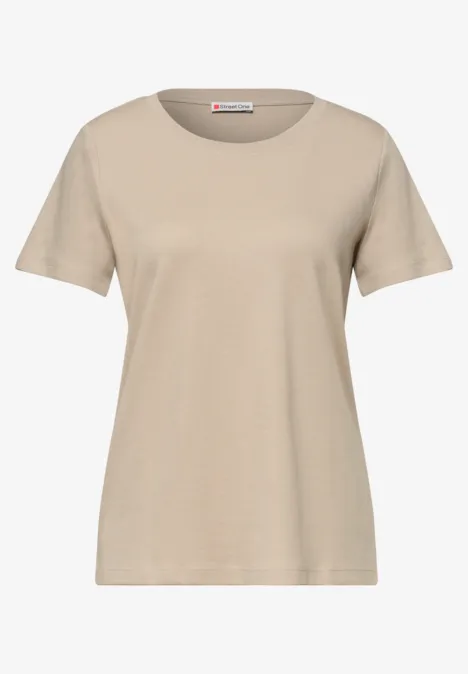 Basic T-Shirt aus reiner Baumwolle timeless beige