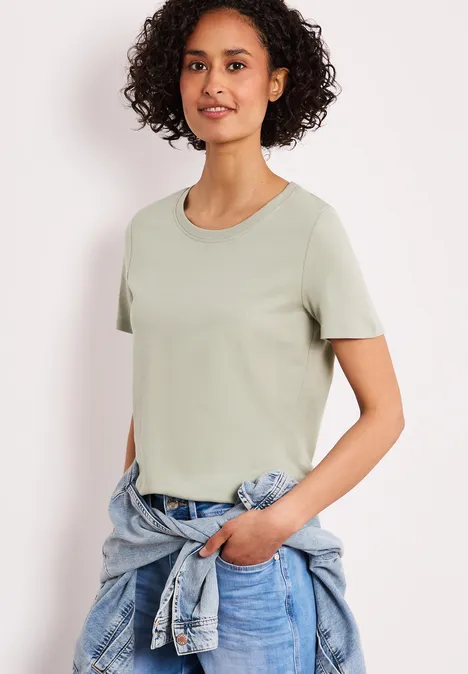 Basic T-Shirt aus reiner Baumwolle mint leaf