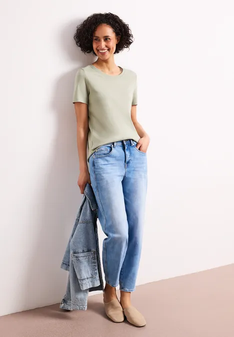 Basic T-Shirt aus reiner Baumwolle mint leaf