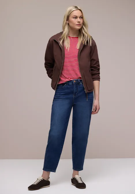 Dropped Shoulder Shirt mit Streifen salsa red