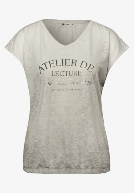 Burnout shirt met tekst clay taupe