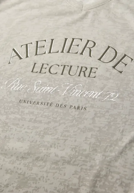 Burnout shirt met tekst clay taupe