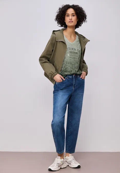 Ausbrenner Shirt mit Wording pine grove green