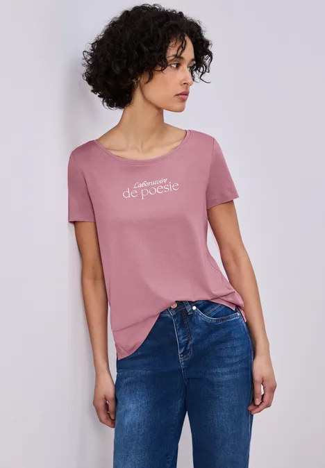 Shirt met tekst clouded blush