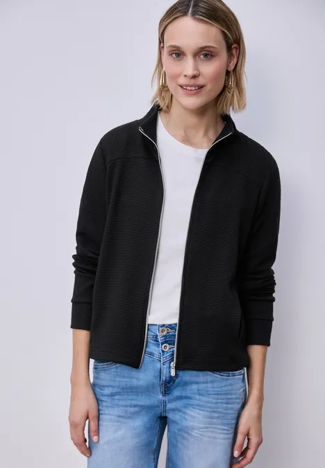 Langarm Jacke mit Turtle Neck Black