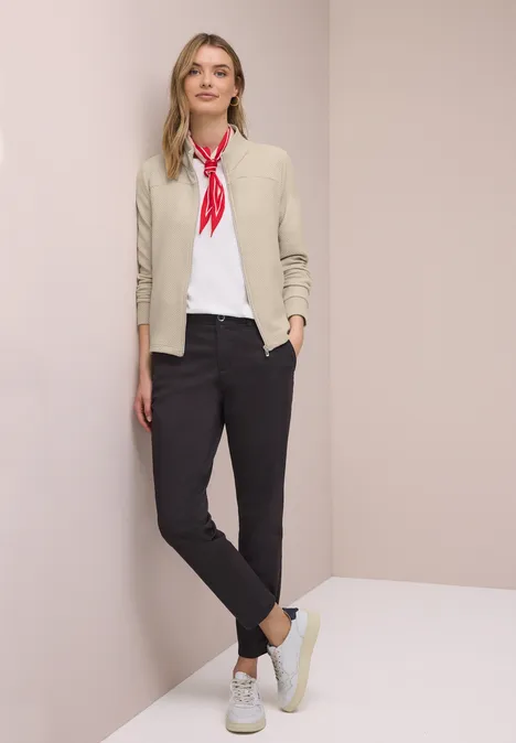 Langarm Jacke mit Turtle Neck cotton beige