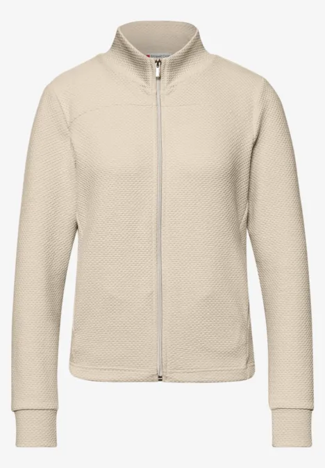 Langarm Jacke mit Turtle Neck cotton beige