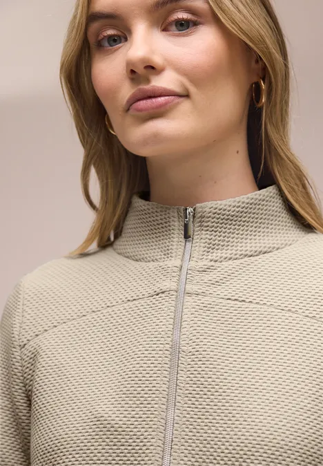 Langarm Jacke mit Turtle Neck cotton beige