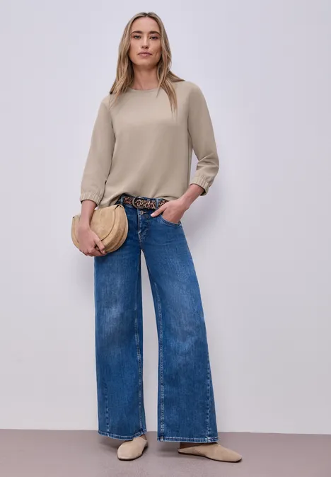 Shirt in Unifarbe morning beige