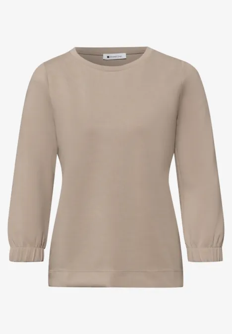 Shirt in Unifarbe morning beige