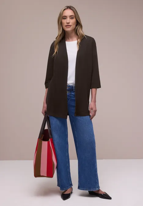 Langarm Jacke im verlängerten Schnitt espresso brown Langarm Jacke im verlängerten Schnitt espresso brown