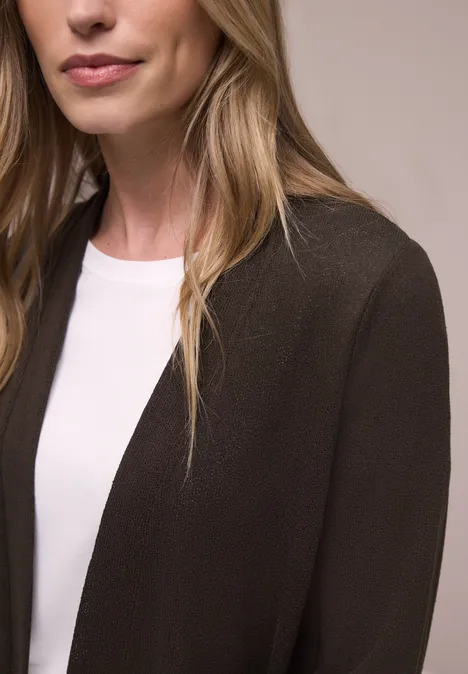 Langarm Jacke im verlängerten Schnitt espresso brown Langarm Jacke im verlängerten Schnitt espresso brown