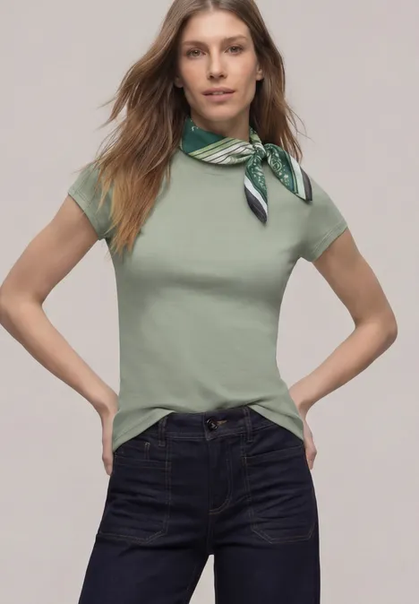 Basic Shirt mit Turtle Neck mint leaf