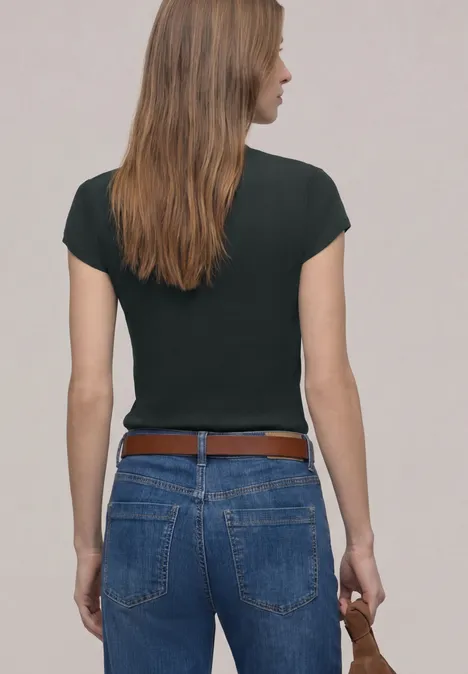 Basic Shirt mit Turtle Neck deep bound green