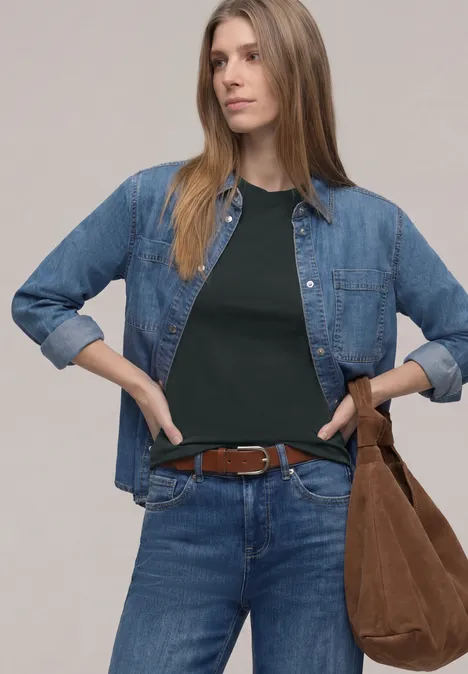 Basic Shirt mit Turtle Neck deep bound green