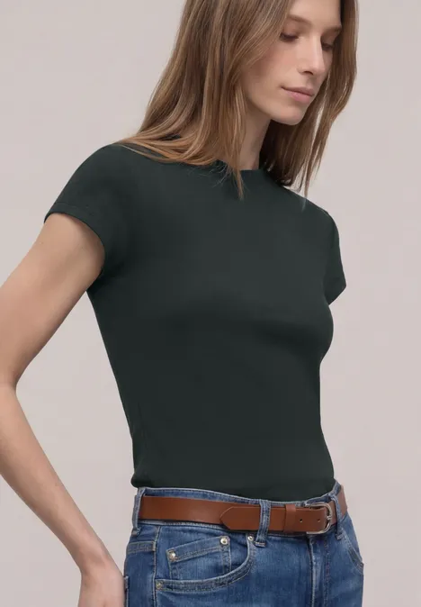 Basic Shirt mit Turtle Neck deep bound green