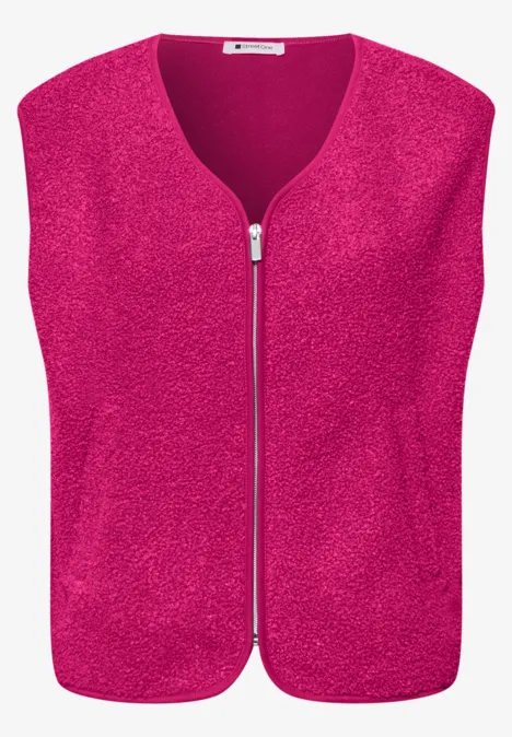 Weste mit V-Neck aus Teddy-Material magenta dream