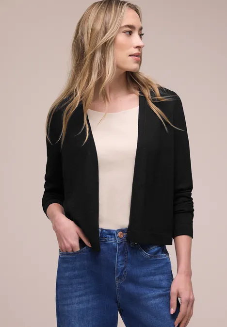 Langarm Jacke im Strick-Look Black Langarm Jacke im Strick-Look Black