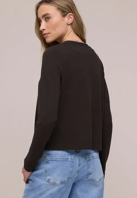 Veste à manches longues en look tricot espresso brown