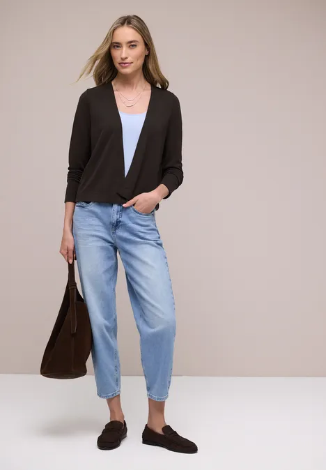 Veste à manches longues en look tricot espresso brown