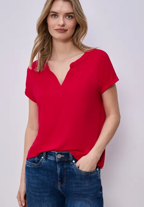 T-Shirt mit Split Neck und Frontprint salsa red T-Shirt mit Split Neck und Frontprint salsa red