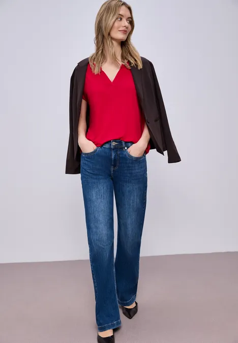 T-Shirt mit Split Neck und Frontprint salsa red T-Shirt mit Split Neck und Frontprint salsa red