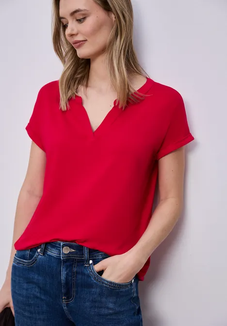 T-Shirt mit Split Neck und Frontprint salsa red T-Shirt mit Split Neck und Frontprint salsa red