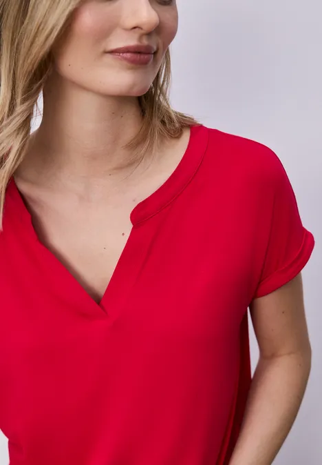 T-Shirt mit Split Neck und Frontprint salsa red T-Shirt mit Split Neck und Frontprint salsa red