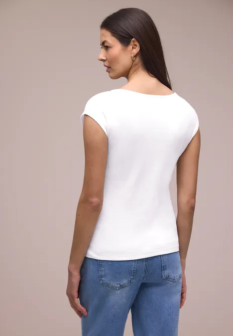 T-shirt sans manches avec encolure en diamant White