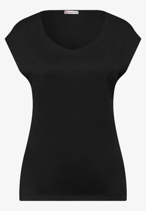 Koszulka bez rękawów z dekoltem z diamencikami Black