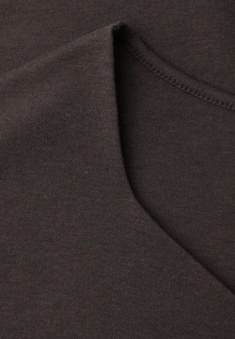 Koszulka bez rękawów z dekoltem z diamencikami espresso brown