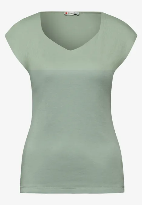 Ärmelloses Shirt mit Diamantausschnitt dark serene green