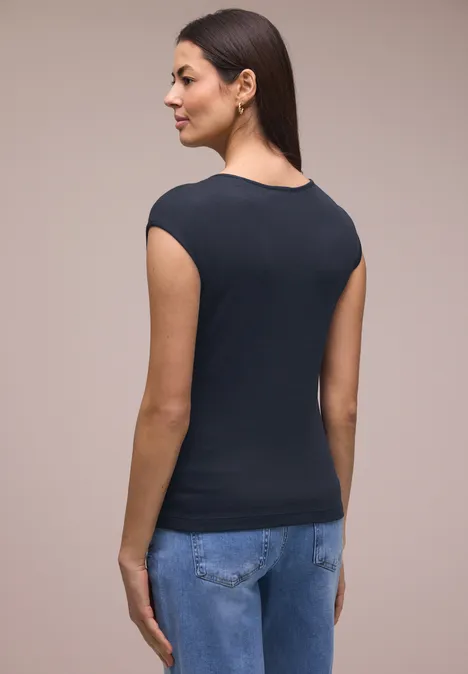 Ärmelloses Shirt mit Diamantausschnitt shadowed navy