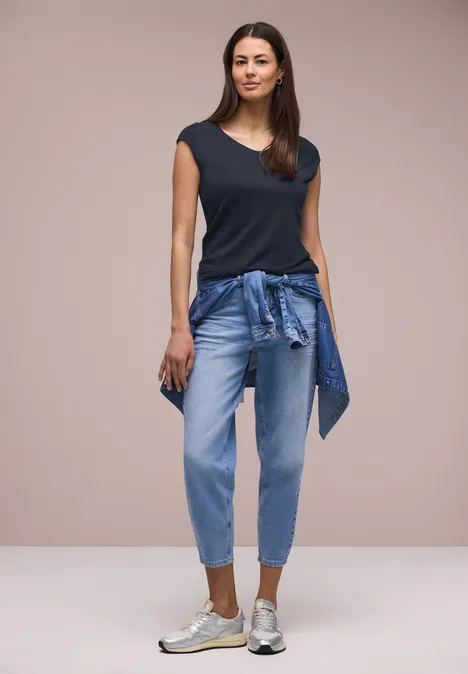 Ärmelloses Shirt mit Diamantausschnitt shadowed navy