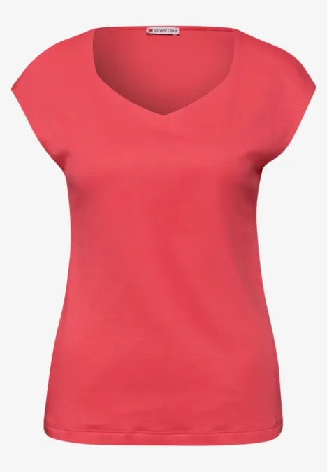 Ärmelloses Shirt mit Diamantausschnitt sunset red